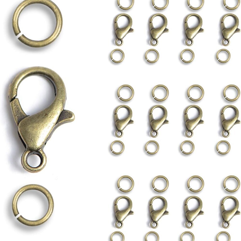 50 Pieces Lobster Claws Clasps Plus 100 Pieces 5mm Match Color Open Jump Rings S